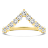 1 1/6 CTW Round Lab Created Diamond Shared Prong Chevron Tiara Semi-Eternity Anniversary Wedding Band Ring in 14K Yellow Gold (MDR260061)