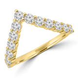 1 1/6 CTW Round Lab Created Diamond Shared Prong Chevron Tiara Semi-Eternity Anniversary Wedding Band Ring in 14K Yellow Gold (MDR260061)