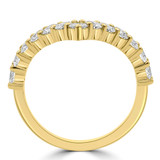 1 1/6 CTW Round Lab Created Diamond Shared Prong Chevron Tiara Semi-Eternity Anniversary Wedding Band Ring in 14K Yellow Gold (MDR260061)