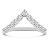 1 1/6 CTW Round Lab Created Diamond Shared Prong Chevron Tiara Semi-Eternity Anniversary Wedding Band Ring in 14K White Gold (MDR260062)