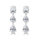 3 3/4 CTW Pear Lab Created Diamond Three-stone Drop/Dangle Earrings in 14K White Gold (MDR260063)