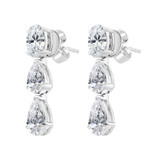 3 3/4 CTW Pear Lab Created Diamond Three-stone Drop/Dangle Earrings in 14K White Gold (MDR260063)