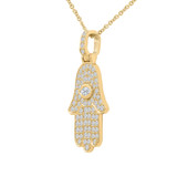 1 CTW Multi-Shaped Lab Created Diamond Marquise Eye Hamsa Symbolic Pendant Necklace in 14K Yellow Gold with Jump Loops (MDR260064)