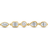 3 9/10 CTW Multi-Shaped Lab Created Diamond Bezel Set Oval Pear Round Marquise Tennis Bracelet in 14K Yellow Gold (MDR260067)