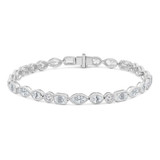 6 1/2 CTW Multi-Shaped Lab Created Diamond Bezel Set Oval Marquise Emerald Round Tennis Bracelet in 14K White Gold (MDR260069)