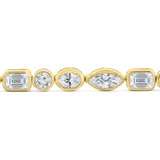 6 1/4 CTW Multi-Shaped Lab Created Diamond Bezel Set Emerald Marquise Oval Round Tennis Bracelet in 14K Yellow Gold (MDR260070)