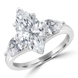 3 1/2 CTW Marquise Lab Created Diamond with Pear Side-stones Three-stone Engagement Ring in 14K White Gold (MDR260073)