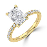 3 1/4 CTW Radiant Lab Created Diamond  High Set Solitaire with Accents Ring in 14K Yellow Gold (MD250440)
