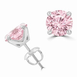 1 CTW Round Pink Lab Created Diamond  Solitaire Stud Earrings in 14K White Gold (MD260088)
