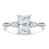2 3/4 CTW Radiant Lab Created Diamond  Three-Stone Engagement Ring in 14K White Gold With Pear Side-stones (MD260100)