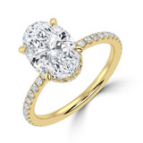 3 1/2 CTW Oval Lab Created Diamond  Hidden Halo Solitaire with Accents Engagement Ring in 14K Yellow Gold with Accents (MD260101)