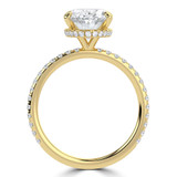 3 1/2 CTW Oval Lab Created Diamond  Hidden Halo Solitaire with Accents Engagement Ring in 14K Yellow Gold with Accents (MD260101)