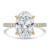 3 1/2 CTW Oval Lab Created Diamond  Hidden Halo Solitaire with Accents Engagement Ring in 14K Yellow Gold with Accents (MD260101)