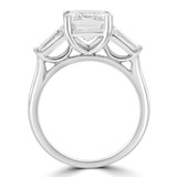 3 1/10 CTW Emerald Lab Created Diamond  Hidden Halo Three-Stone Engagement Ring in 14K White Gold With Baguette Side-stones (MD260102)