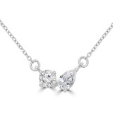 2/5 CTW Multi-Shaped Lab Created Diamond  Pear & Round Toi Et Moi Pendant Necklace in 14K White Gold (MD260104)