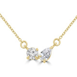 3/8 CTW Multi-Shaped Lab Created Diamond  Pear & Round Toi Et Moi Pendant Necklace in 14K Yellow Gold (MD260105)