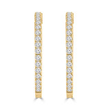 1 1/3 CTW Round Lab Created Diamond  1" Outside Hoop Earrings in 14K Yellow Gold (MD260106)
