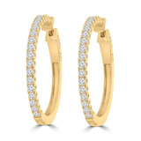 1 1/3 CTW Round Lab Created Diamond  1" Outside Hoop Earrings in 14K Yellow Gold (MD260106)