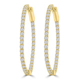 2 1/2 CTW Round Lab Created Diamond  1" 1/8 Oval Inside Outside Hoop Earrings in 14K Yellow Gold (MD260107)