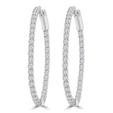 2 2/5 CTW Round Lab Created Diamond  1" 1/8 Oval Inside Outside Hoop Earrings in 14K White Gold (MD260108)