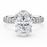 3 1/2 CTW Oval Lab Created Diamond  Hidden Halo Solitaire with Accents Engagement Ring in 14K White Gold (MD260110)