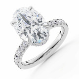 3 1/2 CTW Oval Lab Created Diamond  Hidden Halo Solitaire with Accents Engagement Ring in 14K White Gold (MD260110)