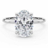 3 2/3 CTW Oval Lab Created Diamond  Hidden Halo Solitaire with Accents Engagement Ring in 14K White Gold (MD260111)