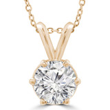 Round Diamond 6-Prong Solitaire Pendant in 14K Yellow Gold (MVSP0002-Y)