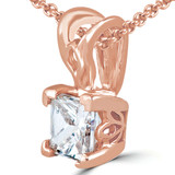 Princess Diamond V-Prong Solitaire Pendant in 14K Rose Gold (MVSP0004-R)
