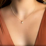 Round Diamond 4-Prong Solitaire with Accents Pendant in 14K Yellow Gold (MVSP0005-Y)