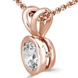 Round Diamond Bezel Set Solitaire Pendant in 14K Rose Gold (MVSP0006-R)