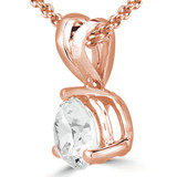 Round Diamond 3-Prong Solitaire Pendant in 14K Rose Gold (MVSP0008-R)