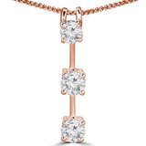 Round Diamond Three-Stone Pendant in 14K Rose Gold (MVSPX0001-R)