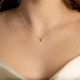 Round Lab Created Diamond 4-Prong Solitaire Pendant in 14K White Gold (MVSP2001-W)