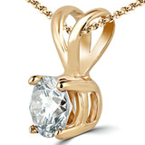 Round Lab Created Diamond 4-Prong Solitaire Pendant in 14K Yellow Gold (MVSP2001-Y)