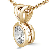 Round Lab Created Diamond Bezel Set Solitaire Pendant in 14K Yellow Gold (MVSP2006-Y)