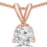 Round Lab Created Diamond 3-Prong Solitaire Pendant in 14K Rose Gold (MVSP2008-R)