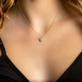 Round Lab Created Diamond 3-Prong Solitaire Pendant in 14K White Gold (MVSP2008-W)