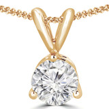 Round Lab Created Diamond 3-Prong Solitaire Pendant in 14K Yellow Gold (MVSP2008-Y)