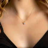 Round Lab Created Diamond 3-Prong Solitaire Pendant in 14K Yellow Gold (MVSP2008-Y)