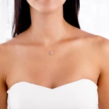 Round Lab Created Diamond Bezel Set Halo Necklace Pendant in 14K Rose Gold (MVSN2001-R)