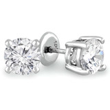 Solitaire Round Diamond 4-Prong Stud Earrings in 14K White Gold with Screwback (MVSE0001-W)