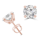 Solitaire Round Diamond 4-Prong Stud Earrings in 14K Rose Gold with Screwback (MVSE0008-R)