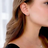 Round Diamond Three-Stone Stud Earrings in 14K White Gold with Screwback (MVSES0005-W)