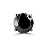 Solitaire Round Black Diamond 4-Prong Single Mens Stud Earring in 14K Rose Gold with Screwback (MVSE1004-R)