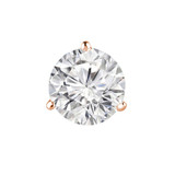 Solitaire Round Diamond 3-Prong Single Mens Martini Stud Earring in 14K Rose Gold with Screwback (MVSE1006-R)