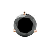 Solitaire Round Black Diamond 3-Prong Single Mens Martini Stud Earring in 14K Rose Gold with Screwback (MVSE1007-R)