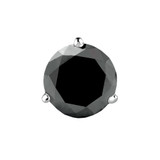 Solitaire Round Black Diamond 3-Prong Single Mens Martini Stud Earring in 14K White Gold with Screwback (MVSE1007-W)