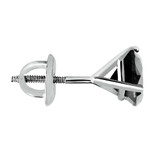 Solitaire Round Black Diamond 3-Prong Single Mens Martini Stud Earring in 14K White Gold with Screwback (MVSE1007-W)
