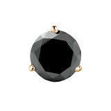 Solitaire Round Black Diamond 3-Prong Single Mens Martini Stud Earring in 14K Yellow Gold with Screwback (MVSE1007-Y)